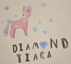 Size: 2544x2276 | Tagged: safe, artist:b.pow, diamond tiara, character name, derpibooru exclusive, dt, female, filly, foal, g4, imported from derpibooru, text, traditional art
