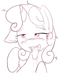 Size: 412x517 | Tagged: suggestive, artist:mcsadat, sweetie belle, ahegao, blushing, drool, female, filly, foal, foalcon, g4, imported from derpibooru, monochrome, pony, sketch, solo, solo female, tongue out, unicorn