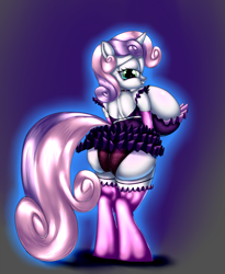 Size: 4480x5474 | Tagged: suggestive, sweetie belle, absurd resolution, anthro, ass, big breasts, breasts, busty sweetie belle, butt, clothes, female, foalcon, g4, huge breasts, imported from derpibooru, impossibly large breasts, oppai loli, panties, sideboob, solo, solo female, sweetie butt, underwear
