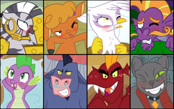Size: 3975x2500 | Tagged: suggestive, artist:pyruvate, spike, ahegao, bison, blushing, buffalo, diamond dog, dragon, face, female, foalcon, g4, garble, gilda, griffon, high res, implied sex, imported from derpibooru, iron will, little strongheart, male, orgasm, pov, rover, steven magnet, teenaged dragon, teenager, wingless spike, zebra, zecora