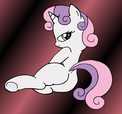 Size: 2292x2156 | Tagged: suggestive, artist:an-tonio, artist:lord waite, sweetie belle, bedroom eyes, butt, colored, female, foalcon, g4, high res, imported from derpibooru, plot, solo, solo female