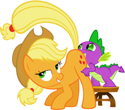 Size: 1368x1197 | Tagged: suggestive, artist:nightmarelunar, applejack, spike, ass up, bedroom eyes, bent over, butt, dragon, earth pony, edit, faceful of ass, female, fetish, flank, foalcon, from behind, g4, grin, hundreds of users filter this tag, imported from derpibooru, lip bite, male, mare, olfactophilia, plot, pony, raised tail, ship:applespike, shipping, show accurate, show accurate porn, simple background, smell, smiling, sniffing, straight, transparent background