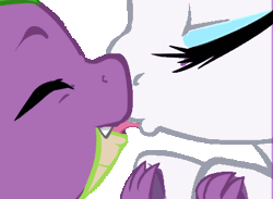 Size: 396x290 | Tagged: suggestive, artist:buttercupsaiyan, rarity, spike, age difference, animated, double the fun, dragon, duo, duo male and female, edit, female, foalcon, french kiss, g4, imported from derpibooru, kissing, male, pony, ship:sparity, shipping, simple background, straight, tongue out, transparent background