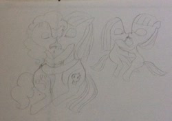 Size: 1620x1138 | Tagged: suggestive, pinkie pie, artist needed, female, filly, foal, foalcon, french kiss, g4, imported from derpibooru, incest, kissing, maud pie, maud pie (episode), my little pony: friendship is magic, pony, tongue out, tongue to tongue, traditional art