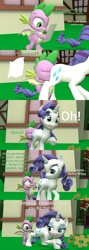 Size: 1920x5400 | Tagged: suggestive, artist:papadragon69, rarity, spike, 3d, accident, accidental sex, age difference, bent over, bump, butt, comic, dialogue, dragon, duo, duo male and female, female, flower, foalcon, g4, horn, implied foalcon, imported from derpibooru, looking at each other, looking at someone, looking back, male, mare, offering, outdoors, paper, plot, pony, quill, reacting to nudity, rearity, sex, ship:sparity, shipping, source filmmaker, straight, straight shota, unicorn, winged spike, wings