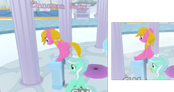 Size: 1104x585 | Tagged: suggestive, oc, oc:cinnamon swirl, fanfic:why am i pinkie pie, /mlp/, 3d, 4chan, cobblestone street, column, earth pony, fanfic, filly, foal, foalcon, g4, game, horn, implied anal, implied horn penetration, implied penetration, implied sex, imported from derpibooru, legends of equestria, lyra heartstrings, naughty, no exceptions, pony, prostitute, prostitution, school of hard knocks, unicorn