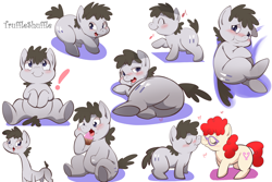 Size: 2500x1673 | Tagged: suggestive, artist:kmart0614, blushing, butt, cupcake, cute, foalcon, g4, glasses, imported from derpibooru, long neck, nuzzling, plot, ship:truffletwist, shipping, truffle shuffle, trufflebetes, twist