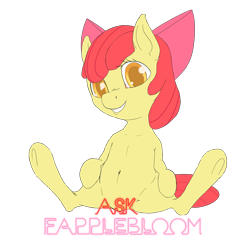 Size: 1500x1500 | Tagged: suggestive, artist:gitgud, apple bloom, ask fapplebloom, big head, female, foalcon, g4, imported from derpibooru, solo, solo female