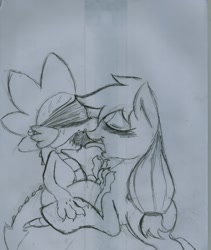 Size: 1713x2029 | Tagged: suggestive, artist:digitaldomain123, applejack, spike, apple, blindfold, blushing, dragon, drool, female, foalcon, g4, imported from derpibooru, licking, male, monochrome, ship:applespike, shipping, straight, sweat, tongue out