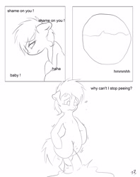 Size: 2716x3425 | Tagged: suggestive, artist:theponybox696, oc, comic:watersports, accident, accidental wetting, bipedal, bladder, comic, earth pony, female, filly, foal, foalcon, full bladder, humiliation, imported from derpibooru, internal, monochrome, need to pee, oc only, omorashi, pissing, pony, potty time, public, semi-anthro, urine, watersports, x-ray bladder