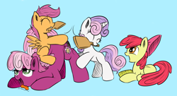 Size: 1000x542 | Tagged: suggestive, artist:xioade, apple bloom, scootaloo, sweetie belle, ass up, bloomdom, bow, cheerilee, cheersub, cutie mark crusaders, drool, earth pony, eyes closed, face down ass up, female, femdom, femsub, filly, foal, foalcon, foaldom, g4, hair bow, imported from derpibooru, mare, masochism, mouth hold, open mouth, paddle, pegasus, pony, scootadom, spanking, spread wings, submissive, sweetiedom, tongue out, unicorn, wings