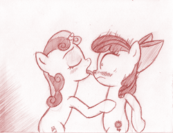 Size: 792x612 | Tagged: suggestive, artist:jaxonian, apple bloom, sweetie belle, ask fapplebloom, blushing, earth pony, female, foalcon, g4, imported from derpibooru, lesbian, licking, pony, ship:sweetiebloom, surprised
