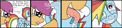 Size: 1277x300 | Tagged: suggestive, artist:dr. cane, rainbow dash, scootaloo, butt, comic, crying, cutie mark, cutie mark licking, edit, female, foalcon, g4, imported from derpibooru, lesbian, licking, mare, plot, pony, ship:scootadash, shipping