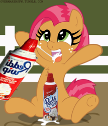 Size: 1280x1485 | Tagged: suggestive, artist:overmare, babs seed, cream, female, foalcon, g4, imported from derpibooru, not porn, sfw edit, solo, solo female