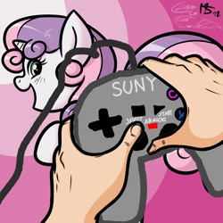 Size: 1280x1280 | Tagged: suggestive, artist:megasweet, sweetie belle, censored, controller, female, foalcon, g4, imported from derpibooru, joystick, not porn, pony
