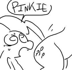 Size: 481x474 | Tagged: suggestive, artist:weaver, pinkie pie, spike, age difference, butt, dragon, duo, duo male and female, earth pony, female, foalcon, g4, imminent rape, implied sex, imported from derpibooru, male, mare, monochrome, plot, pony, ship:pinkiespike, shipping, simple background, straight, sweat, white background