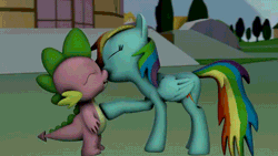Size: 640x360 | Tagged: suggestive, artist:twily404, rainbow dash, spike, 3d, animated, dead source, dragon, female, foalcon, french kiss, g4, gif, imported from derpibooru, kissing, making out, male, mare, pegasus, pony, ship:rainbowspike, shipping, source filmmaker, straight, tail wag, video at source, youtube link