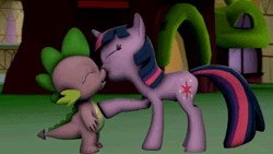 Size: 640x360 | Tagged: suggestive, artist:twily404, spike, twilight sparkle, 3d, animated, dead source, dragon, female, foalcon, french kiss, g4, imported from derpibooru, kiss on the lips, kissing, love, male, mare, pony, ship:twispike, shipping, sloppy kissing, source filmmaker, straight, unicorn, video at source, youtube link