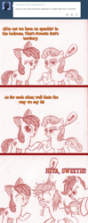 Size: 792x2010 | Tagged: suggestive, artist:jaxonian, apple bloom, scootaloo, sweetie belle, ask, ask fapplebloom, blushing, comic, cutie mark crusaders, earth pony, female, filly, foal, foalcon, g4, imported from derpibooru, paddle, pony, smiling, smirk, spanking, startled, tumblr, unicorn