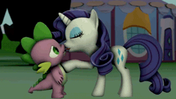 Size: 640x360 | Tagged: suggestive, artist:twily404, rarity, spike, 3d, animated, dead source, dragon, duo, duo male and female, female, foalcon, french kiss, g4, imported from derpibooru, kissing, male, mare, pony, ship:sparity, shipping, sloppy kissing, source filmmaker, straight, unicorn, video at source, youtube link