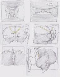 Size: 2550x3300 | Tagged: suggestive, artist:parumpi, spike, twilight sparkle, baseball cap, bottom heavy, butt, cap, clothes, comic, dragon, duo, duo male and female, emanata, female, foalcon, full body hotdogging, g4, hat, high res, horn, huge butt, hyper, hyper butt, imported from derpibooru, impossibly large butt, large butt, magic, male, panties, pants, partial color, plot, pony, sketch, sweatpants, telekinesis, trapped in clothing, twibutt, underwear, unicorn, unicorn twilight, wip