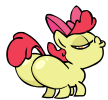 Size: 216x200 | Tagged: suggestive, artist:brutamod, apple bloom, animated, bedroom eyes, bloom butt, bouncing, butt, butt shake, duckface, female, foalcon, g4, imported from derpibooru, impossibly large butt, jiggle, looking at you, plot, solo, solo female, toon, twerking, wiggle