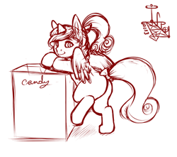 Size: 550x487 | Tagged: suggestive, artist:infinityplus1, butt, candy, female, filly, foal, foalcon, g4, imported from derpibooru, lovebutt, plot, pony, ponytail, princess cadance, solo, solo female