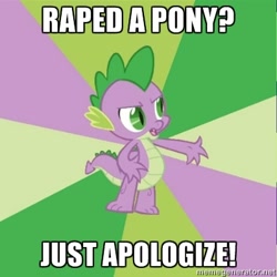 Size: 400x400 | Tagged: semi-grimdark, suggestive, spike, comic:dragon you over, advice meme, caption, dragon, exploitable meme, foalcon, g4, image macro, implied rape, imported from derpibooru, meme, memegenerator