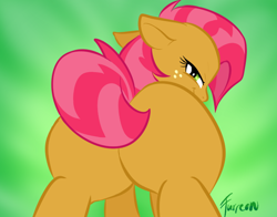 Size: 700x550 | Tagged: suggestive, artist:furreon, babs seed, bedroom eyes, butt, female, foalcon, g4, imported from derpibooru, plot, pony, solo