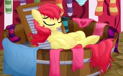 Size: 8059x5000 | Tagged: safe, artist:illuminatiums, apple bloom, absurd resolution, bath, belly, belly button, blushing, clothes, dead source, earth pony, edit, featureless crotch, female, foalcon, g4, heart, imported from derpibooru, laundry, panties, pink underwear, pony, socks, solo, spread legs, striped socks, underwear, wet, wet mane