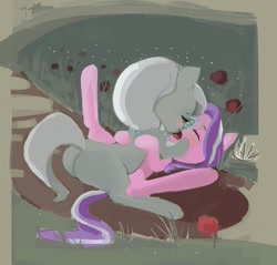 Size: 627x600 | Tagged: suggestive, artist:php91, diamond tiara, silver spoon, blushing, butt, dead source, female, foalcon, g4, glasses, imported from derpibooru, kissing, lesbian, plot, ship:silvertiara, shipping, silverbutt