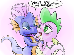 Size: 1024x768 | Tagged: suggestive, spike, after kiss, artist needed, blushing, cross-generational shipping, dragon, drool, drool string, duo, foalcon, french kiss, g3, g3 to g4, g4, gay, generation leap, generational ponidox, imported from derpibooru, kissing, male, master kenbroath gilspotten heathspike, selfcest, sloppy kissing