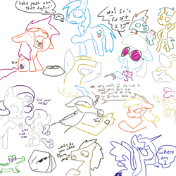 Size: 896x896 | Tagged: suggestive, artist:weaver, apple bloom, applejack, photo finish, princess luna, rainbow dash, rarity, scootaloo, sweetie belle, alicorn, alligator, bipedal, briefs, clothes, cutie mark crusaders, discord, doctor whooves, dog food, earth pony, eating, female, filly, foal, foalcon, g4, gif, gummy, implied foalcon, imported from derpibooru, male, mare, non-animated gif, pony, royal guard, scootabuse, ship:applecord, shipping, simple background, sketch dump, snails, snips, straight, sunglasses, time turner, tom, uh oh, underwear, unicorn, white background