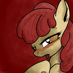 Size: 700x700 | Tagged: suggestive, artist:rainbow, artist:vendetatj, apple bloom, blushing, colored, earth pony, female, foalcon, g4, imported from derpibooru, pony, solo, solo female