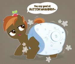 Size: 3884x3322 | Tagged: suggestive, artist:fillyscoots42, button mash, abdl, air pushed out of diaper, blushing, clean diaper, colt, diaper, diaper butt, diaper fetish, diapered, diapered colt, earth pony, fetish, foal, foalcon, g4, hat, high res, imported from derpibooru, impossibly large diaper, looking back, male, non-baby in diaper, pony, poofy diaper, propeller hat, raised tail, smiling, smug, smug smile, solo, speech bubble, tail