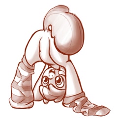 Size: 734x791 | Tagged: suggestive, artist:sharpy, apple bloom, butt, clothes, earth pony, featureless crotch, female, foalcon, g4, imported from derpibooru, monochrome, plot, pony, simple background, socks, solo, solo female, striped socks, white background