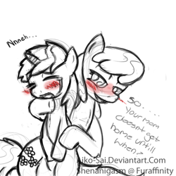 Size: 500x500 | Tagged: semi-grimdark, suggestive, artist:serendipity-kitty, bad touch, blushing, cheerilee, crying, dinky hooves, female, female on female rape, foalcon, g4, imported from derpibooru, lesbian, mare on filly, molestation, non-consensual cuddling, partial color, personal space invasion, pony, sketch, solo, unicorn