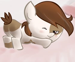 Size: 1762x1464 | Tagged: suggestive, artist:retl, butt, colt, earth pony, foal, foalcon, g4, implied foalcon, imported from derpibooru, male, one eye closed, pipsqueak, plot, pony, scary butt fun, solo, solo male