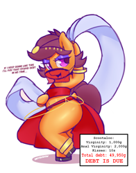 Size: 859x1093 | Tagged: suggestive, artist:inkyshadow, scootaloo, armpits, belly, belly button, belly dancer outfit, bracelet, clothes, dancing, female, filly, foal, foalcon, g4, implied anal, implied sex, imported from derpibooru, jewelry, mare, pegasus, pony, prostitution, semi-anthro, simple background, solo, solo female, text, white background