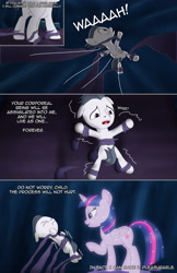 Size: 1989x3072 | Tagged: suggestive, artist:anonymousandrei, twilight sparkle, comic:rumble and the tree of harmony, alicorn, bondage, colt, covering, covering crotch, derpibooru exclusive, duo, duo male and female, female, foal, foalcon, g4, imported from derpibooru, male, mare, pegasus, pony, roots, rumble, spread eagle, tail, tail covering, this will end in rape, tree of harmony, treelight sparkle, vine, vine bondage