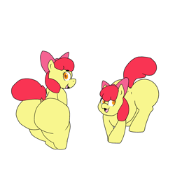 Size: 2055x2037 | Tagged: suggestive, artist:pupsnbuns, apple bloom, blank flank, bloom butt, bow, butt, earth pony, female, filly, foal, foalcon, g4, hair bow, imported from derpibooru, plot, pony, simple background, solo, stupid sexy apple bloom, the ass was fat, thick, white background