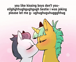 Size: 900x748 | Tagged: suggestive, artist:cold-blooded-twilight, animated, blushing, boykisser, bust, colt, colt on colt, duo, eyes closed, foal, foalcon, g4, gay, imported from derpibooru, kiss on the lips, kissing, male, meme, pony, reverse foalcon, rumble, shipping, snails, snumble, sound, webm