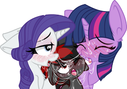 Size: 1500x1054 | Tagged: suggestive, artist:sherathoz, rarity, twilight sparkle, oc, oc:varan, series:getting laid, age difference, alternate version, blushing, canon x oc, close-up, colt, commission, drool, drool string, earth pony, earth pony oc, foal, foalcon, french kiss, g4, imported from derpibooru, kissing, male, pony, simple background, sloppy kissing, tongue out, transparent background, unicorn