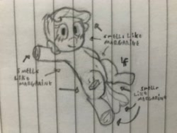 Size: 4032x3024 | Tagged: suggestive, artist:wowisthatleo, oc, oc:maregarine, chart, earth pony, female, filly, foal, foalcon, imported from derpibooru, made in abyss, parody, pony, solo, traditional art