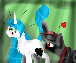 Size: 1280x1066 | Tagged: suggestive, artist:deadsmoke, oc, oc:snowflake white, oc:stephan, blushing, butt licking, duo, floating heart, foalcon, heart, imported from derpibooru, licking, love, oc only, pegasus, pony, shocked, tongue out, unicorn