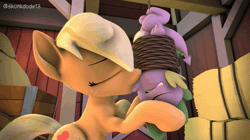 Size: 1920x1080 | Tagged: suggestive, artist:skunkdude13, applejack, spike, 3d, animated, bondage, dragon, duo, earth pony, female, femdom, foalcon, forced kiss, french kiss, g4, imported from derpibooru, kiss on the lips, kissing, male, malesub, pony, rope, rope bondage, ship:applespike, shipping, size difference, smaller male, sound, source filmmaker, straight, submissive, upside down kiss, webm