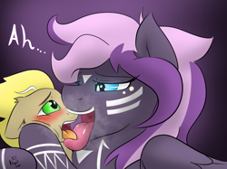 Size: 1815x1359 | Tagged: suggestive, artist:kingkrail, oc, oc:honey bick, oc:luscious dreams, age difference, breath, colt, earth pony, face licking, female, foal, foalcon, french kiss, implied foalcon, imported from derpibooru, kissing, licking, male, mare, mare on colt, oc only, pegasus, pony, size difference, straight