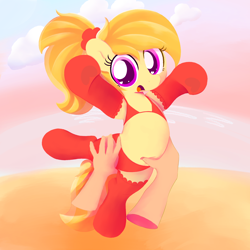 Size: 2500x2500 | Tagged: suggestive, artist:violavaquita, bad touch, beach, belly, bikini, bra, bra on pony, clothes, earth pony, female, filly, foal, foalcon, g4, grope, hand, heart, heart eyes, human, human pov, imported from derpibooru, noi, ocean, offscreen character, offscreen human, open mouth, panties, personal space invasion, pony, pov, red bra, red panties, socks, solo, swimsuit, underhoof, underwear, water, wingding eyes
