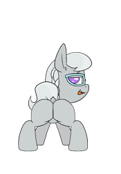 Size: 950x1356 | Tagged: suggestive, artist:happy harvey, silver spoon, ass up, butt, colored pupils, ear fluff, earth pony, female, filly, foal, foalcon, g4, glasses, imported from derpibooru, looking at you, looking back, phone drawing, plot, pony, presenting, raised tail, simple background, solo, spread legs, spreading, tail, transparent background