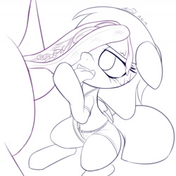 Size: 1800x1800 | Tagged: suggestive, artist:an-m, clothes, female, filly, foal, foalcon, food, g4, imported from derpibooru, mayonnaise, messy eating, monochrome, pegasus, pony, sandwich, sauce, shorts, sports shorts, suggestive eating, tongue out, wind sprint, wings